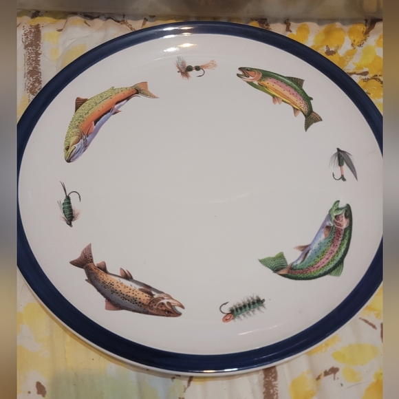 Sportsman Stonewear Collection Plate Big Sky Streamside -Fish - Collectors Plate - Picture 1 of 5